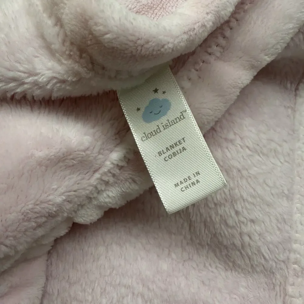 Cloud Island Baby Blanket Security Lovey Pink Hearts 27x39 embossed